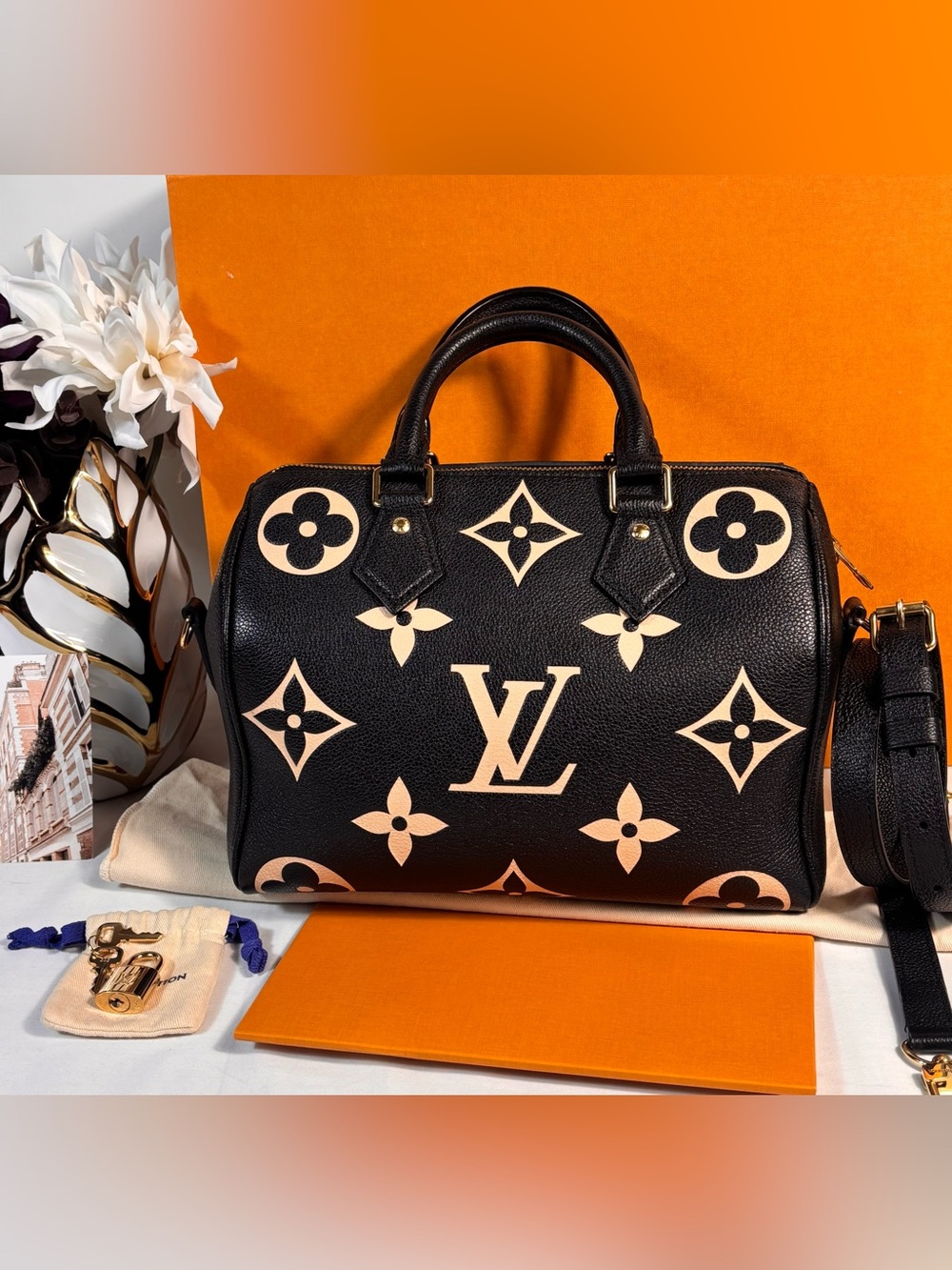 Gorgeous Louis Vuitton Speedy Bandouliere 25 Bicolor
